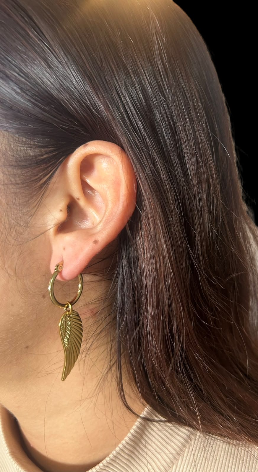 Arete argolla con alas.oro