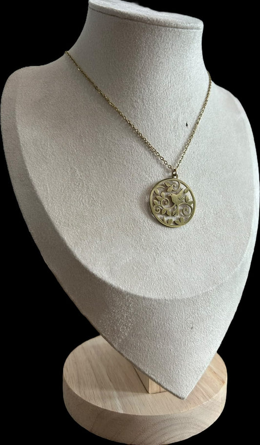 Collar redondo colibrí.oro