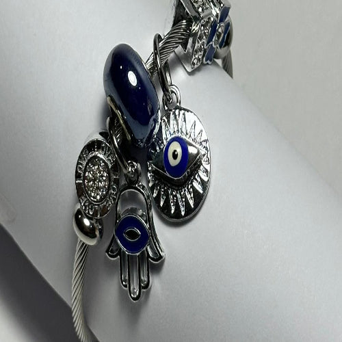 Pulsera abierta varios diges azul.oro