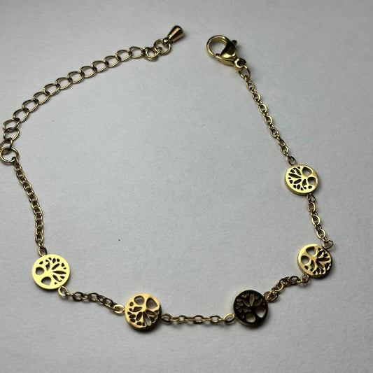 Pulsera simple con árboles de la vida.oro