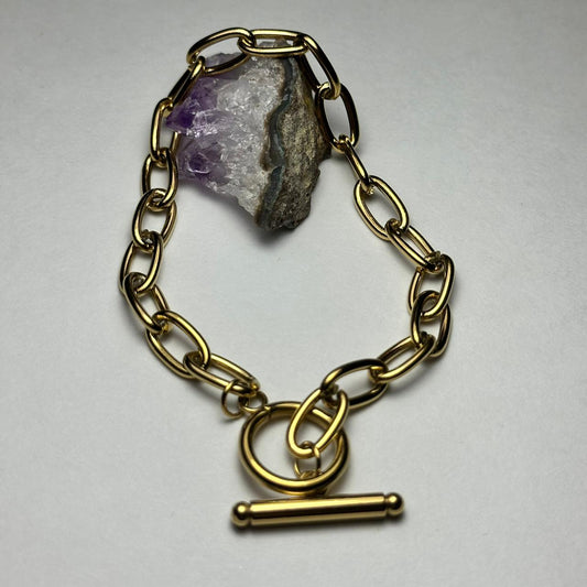 Pulsera simple eslabones anchos.oro